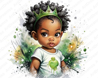 Baby Tiana Clipart, Princess Tiana PNG, Cute Princess Tiana Printable, High Quality