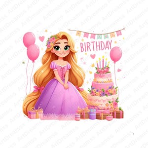 Princess Rapunzel Clipart, Cute Rapunzel, Tangled PNG, Disney Princess, Happy Birthday, High Quality