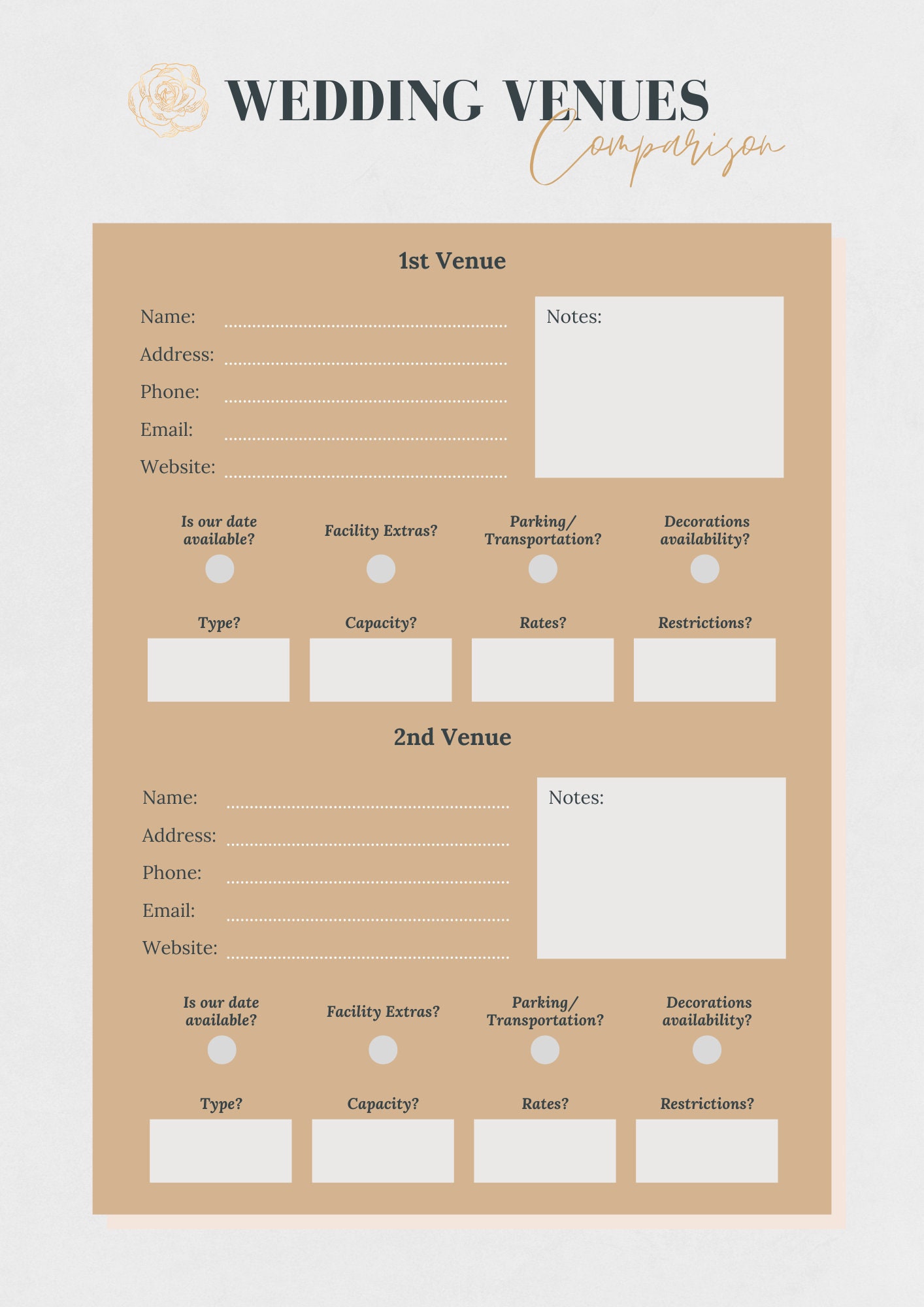 Wedding Planner Printable Printable Wedding Planner Etsy