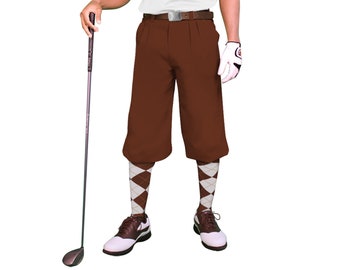Golf Knickers Microfiber (Plus Fours) for Men - Brown