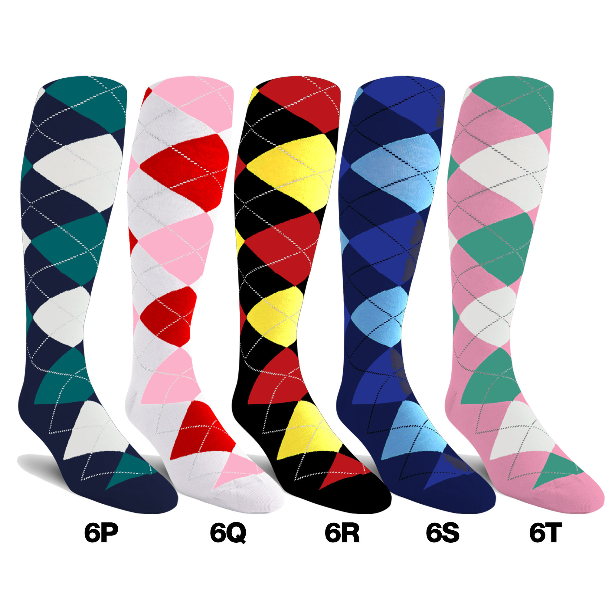 Knicker Socks Colorful Knee High Argyle Cotton Socks for Men Women and Youth (6A-6Z ...