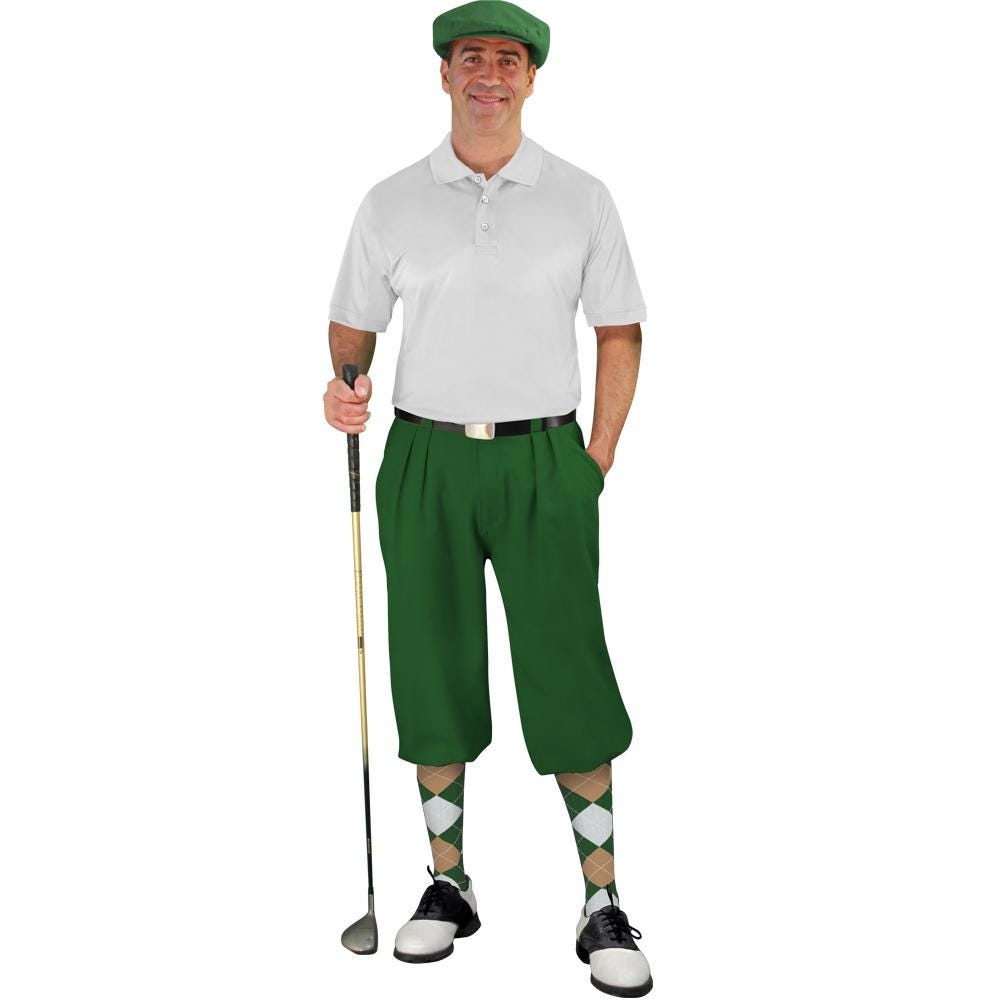 Start in Style Golf Knickers Microfiber (Plus Fours) for Men Outfit - Dark Green