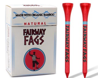 Bamboo Golf Fairway Tee Caddy - Funny Cigarette-Style Box, Durable Biodegradable Wooden Novelty Golf Gift, 20 Wood Tees 2 3/4 Inch,