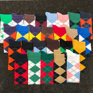 Colorful Knee High Argyle Cotton Socks For Men Women and Youth (AA-ZZ) by Golf Knickers