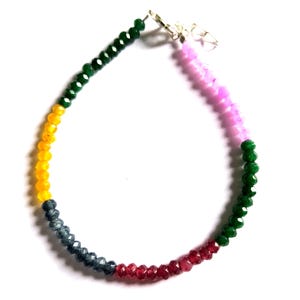 Rainbow Tourmaline Rondelle Beads: Faceted Gemstone Necklace, 8 Inch