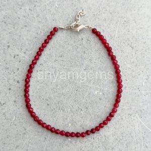 Bracciale a rondella con rubini sfaccettati, delicato bracciale con gemma di rubino, gioiello impilabile con pietra portafortuna di luglio, regalo per donne