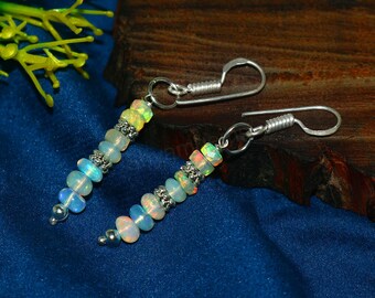 Natural Ethiopian Opal Sterling Silver Dangle Earrings
