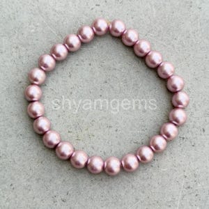 Bracelet de perles de coquillage rose 8 mm, bracelet de perles de perles naturelles, bijoux féminins élégants, cadeau bracelet bohème pile pour elle