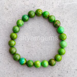 Grönt turkos 8 mm pärlarmband, naturliga turkosa ädelstensmycken, bohemiskt kristallarmband i present