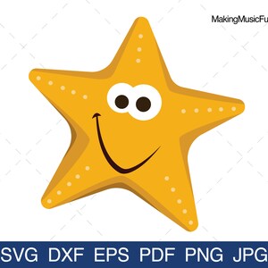 Starfish - SVG Cricut & Silhouette Cut Files. Cartoon Starfish Clip Art. Ocean Animal Vector Illustration. (dxf, eps, pdf, png, jpg)