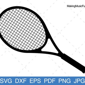 Tennisschläger - SVG Cricut & Silhouette geschnittene Dateien. Tennisschläger Silhouette Clip Art und Vektor. Kommerzielle Nutzung. (dxf, eps, pdf, png, jpg)