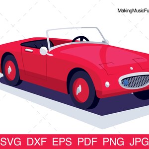 Sports Car - SVG Cricut & Silhouette Cut Files. Red Vintage Sports Car Clip Art/Vector. Limited Commercial Use. (dxf, eps, pdf, png, jpg)