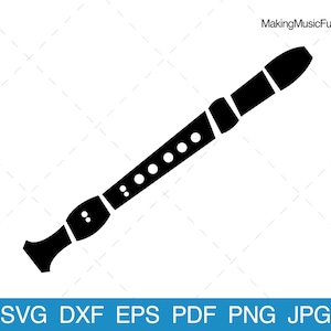 Recorder - School Recorder SVG. Cricut & Silhouette Cut Files. Musical Instrument Clip Art. Vector Illustration. (dxf, eps, pdf, png, jpg)