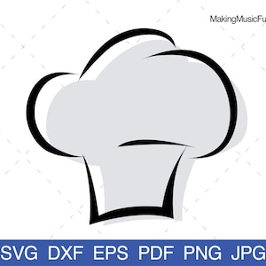 Chef Hat - SVG Cricut & Silhouette Cut Files. Chef Hat Clip Art. Baker Hat Vector Illustration. Commercial Use. (dxf, eps, pdf, png, jpg)