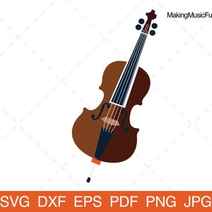 May include: A brown cello with a dark blue string and a black peg box. The cello has a light brown wooden body and a dark brown neck.