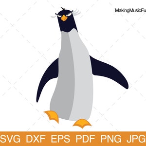 Crested Penguin - SVG Cricut & Silhouette Cut Files. Penguin Clip Art and Vector Illustration. Commercial Use. (dxf, eps, pdf, png, jpg)
