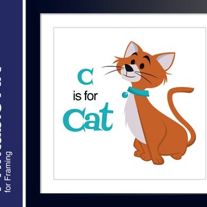Cat - Affordable Art to Print and Frame. C is for Cat Alphabet Printable Wall Art. Great for Your Kids Room! Commercial Use. (EPS, PDF, PNG)