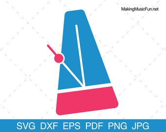 Metronome - SVG Cricut & Silhouette Cut Files. Metronome Music Clip Art. Vector Illustration. Commercial Use. (dxf, eps, pdf, png, jpg)