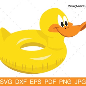 Rubber Ducky Pool Toy - SVG Cricut & silhouet gesneden bestanden. Duck Pool Float illustraties en vector. Commercieel gebruik. (dxf, eps, pdf, png, jpg)