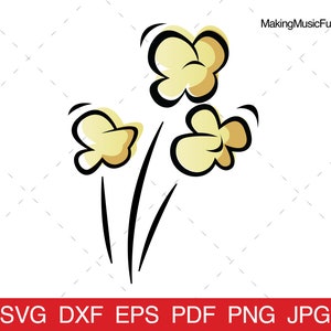 Popcorn - SVG Cricut Cut Files. Cinema Movie Popping Popcorn Clip Art and Vector. Commercial Use. Royalty Free. (dxf, eps, pdf, png, jpg)