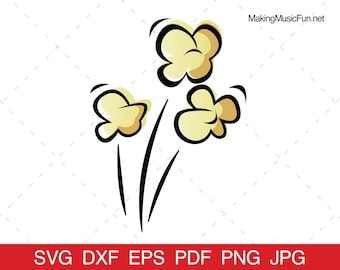 Popcorn - SVG Cricut Cut Files. Cinema Movie Popping Popcorn Clip Art and Vector. Commercial Use. Royalty Free. (dxf, eps, pdf, png, jpg)
