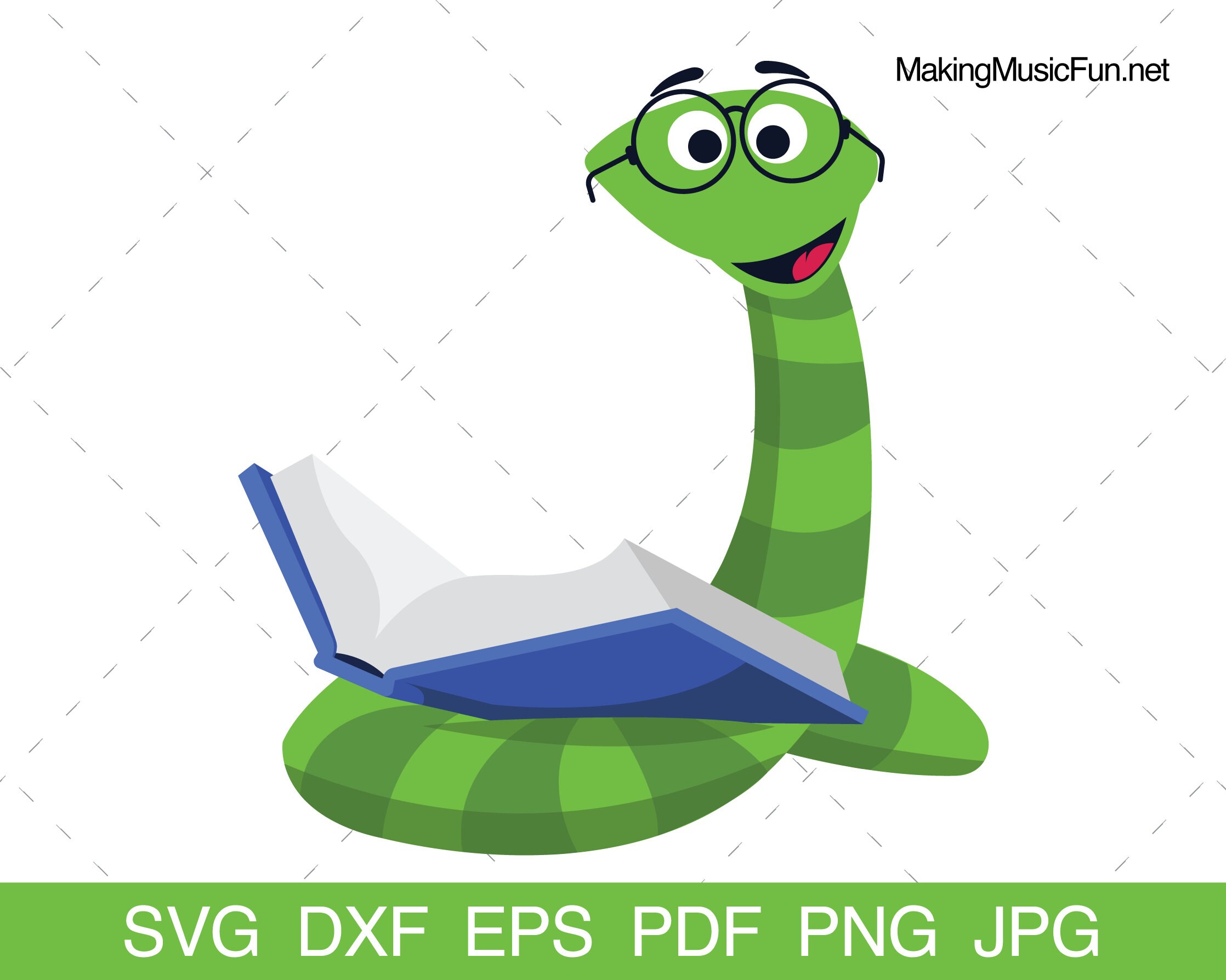 Bookworm SVG Cricut & Silhouette Cut Files. Bookworm Clip - Etsy