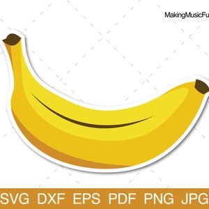 Banane - SVG Cricut & Silhouette geschnitten Dateien. Bananen Obst Clip Art und Vektor-Illustration. Kommerzielle Nutzung. (dxf, eps, pdf, png, jpg)