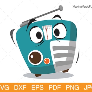 Vintage Cartoon Radio - SVG Cricut & Silhouette Cut Files. Retro Clip Radio Art. Limited Commercial Use. (dxf, eps, pdf, png, jpg)
