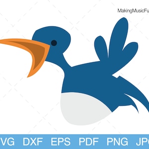 Cuckoo Bird - SVG Cricut & Silhouette Cut Files. Cartoon Cuckoo Bird Clip Art and Vector. Commercial Use. (dxf, eps, pdf, png, jpg)