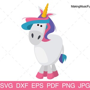 Unicorn - SVG Cricut & Silhouette Cut Files. Cute Cartoon Unicorn Clip Art and Vector. Limited Commercial Use. (dxf, eps, pdf, png, jpg)