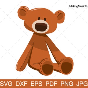 Teddybär - SVG Cricut Dateien. Plüsch Teddy Bär Clip Art. Braunbär-Vektor-Illustration. Kommerzielle Nutzung. (dxf, eps, pdf, png, jpg)