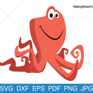 Octopus - SVG Cricut & Silhouette Cut Files. Cartoon Octopus Clip Art. Ocean Animal Vector Illustration. (dxf, eps, pdf, png, jpg)