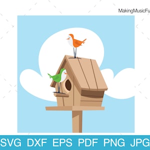Bird House - SVG Cricut & Silhouette Cut Files. Wooden Bird House Feeder Clip Art and Vector. Commercial Use. (dxf, eps, pdf, png, jpg)