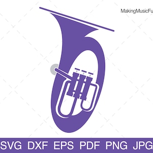 Tuba - SVG Cricut & Silhouette Cut Files. Cartoon Tuba Musical Instrument Clip Art and Vector. Commercial Use. (dxf, eps, pdf, png, jpg)