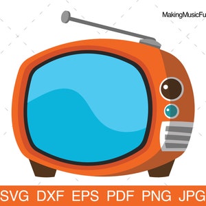 Retro TV - SVG Cricut & Silhouette Cut Files. Vintage Retro Cartoon TV Clip Art. Commercial Use. (dxf, eps, pdf, png, jpg)