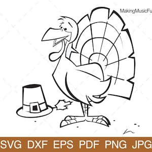 Thanksgiving Turkey - SVG Cricut & Silhouette Cut Files. Cartoon Turkey Clip Art and Vector. Commercial Use. (dxf, eps, pdf, png, jpg)