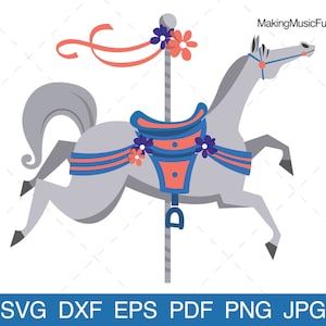 Karussell Pferd - SVG Cricut & Silhouette Cut Files. Karussell Pferd Clip Art. Begrenzte kommerzielle Nutzung inbegriffen. (dxf, eps, pdf, png, jpg)