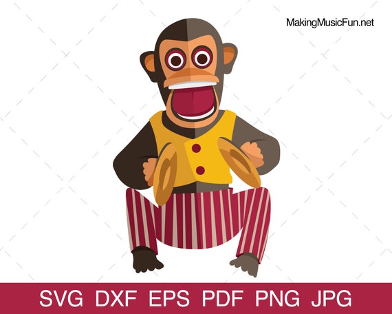 Mono Archivos de corte SVG Mono mecánico tocando Mono  Juguete Clip Art Uso (dxf, eps, pdf, png, jpg)