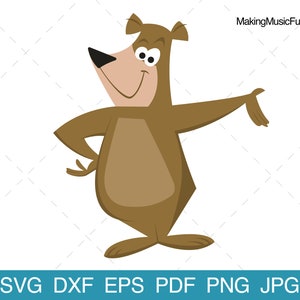Retro Bear - SVG Cricut & Silhouette Cut Files. Cartoon Bear Clipart and Vector. Limited Commercial Use Included. (dxf, eps, pdf, png, jpg)