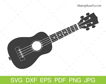 Ukulélé - fichiers de coupe SVG Cricut. Images vectorielles et cliparts de Ukulele Silhouette Instrument de musique. Libre de droits. (dxf, eps, pdf, png, jpg)