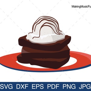Brownies à la Mode - arquivos SVG Cricut. Brownies de sorvete no prato Clip Art. Ilustração vetorial. Uso comercial. (dxf, eps, pdf, png, jpg)