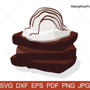 Brownies à la Mode - arquivos SVG Cricut. Brownies e clipart de sorvete. Ilustração vetorial. Uso comercial. (dxf, eps, pdf, png, jpg)