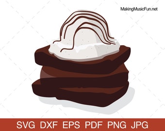 Brownies a la Mode - SVG Cricut Files. Brownies and Ice Cream Clip Art. Vector Illustration. Commercial Use. (dxf, eps, pdf, png, jpg)