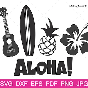Hawaii - SVG Cricut & Silhouette Cut Files. Hawaiian Tropical Clip Art Vector Illustration Bundle. Commercial Use. (dxf, eps, pdf, png, jpg)
