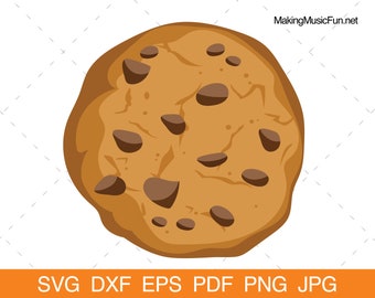 Chocolate Chip Cookie - SVG Cricut & Silhouette Cut Files. Cookie Clip Art/Vector Illustration. Commercial Use. (dxf, eps, pdf, png, jpg)