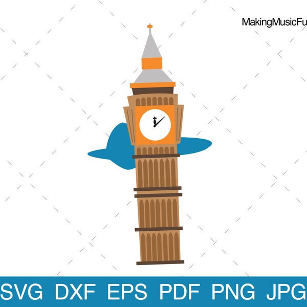 Big Ben Clock Tower - SVG Cricut & Silhouette Cut Files. Big Ben Clock Tower Clip Art and Vector. Commercial Use. (dxf, eps, pdf, png, jpg)