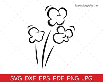 Popcorn - SVG Cricut Cut Files. Popping Popcorn Silhouette Clip Art and Vector. Commercial Use. Royalty Free. (dxf, eps, pdf, png, jpg)