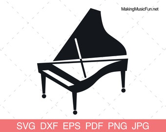 Grand Piano - SVG Cricut Cut Files. Grand Piano Silhouette Clip Art and Vector. Commercial Use. (dxf, eps, pdf, png, jpg)