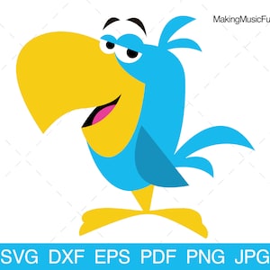 Bluebird - SVG Cricut & Silhouette Cut Files. Funny Cartoon Bluebird Clip Art and Vector. Commercial Use. (dxf, eps, pdf, png, jpg)