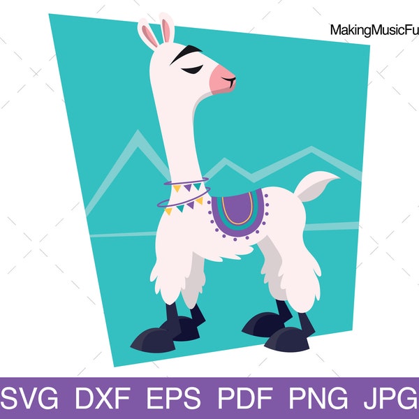 Llama - SVG Cricut Cut Files. Llama w/Background Vector Illustration. Alpaca Clip Art. Limited Commercial Use. (dxf, eps, pdf, png, jpg)